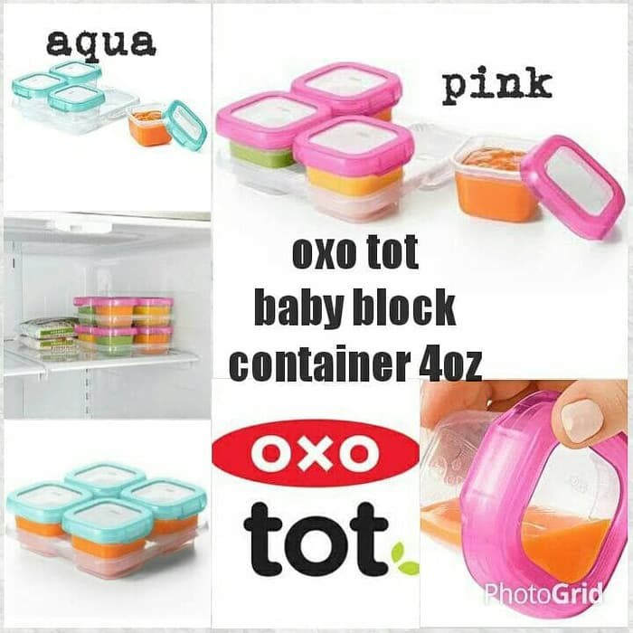 OXO Tot Baby Blocks Freezer Storage Containers - 4 oz Pink