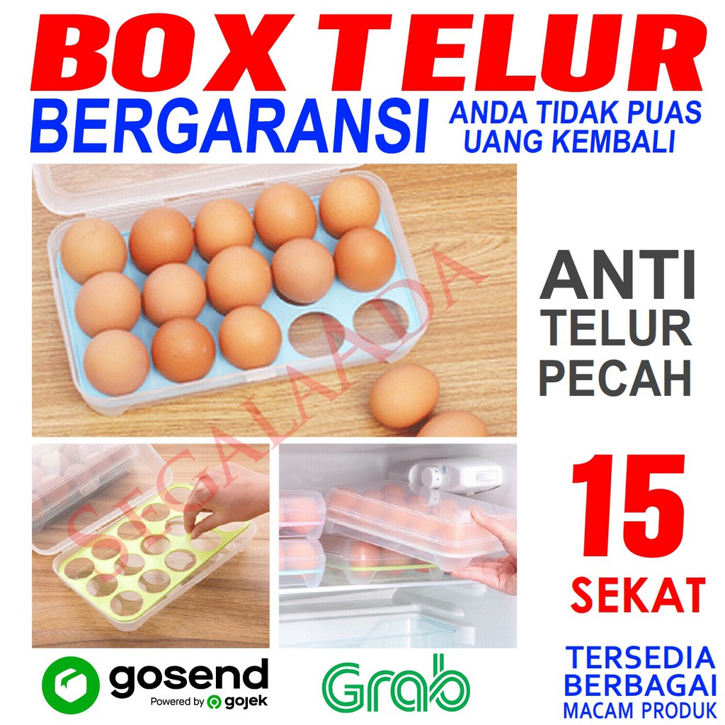 Jual Tempat Telur 15 Sekat Kotak Penyimpanan Telur Egg Storage Box