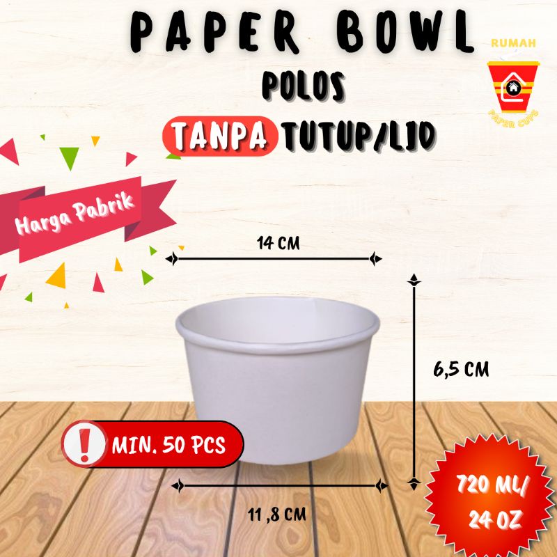 Jual Paper Bowl Rice Mangkok Kertas Polos Tanpa Tutup Lid Mangkok Rice Bowl Shopee Indonesia