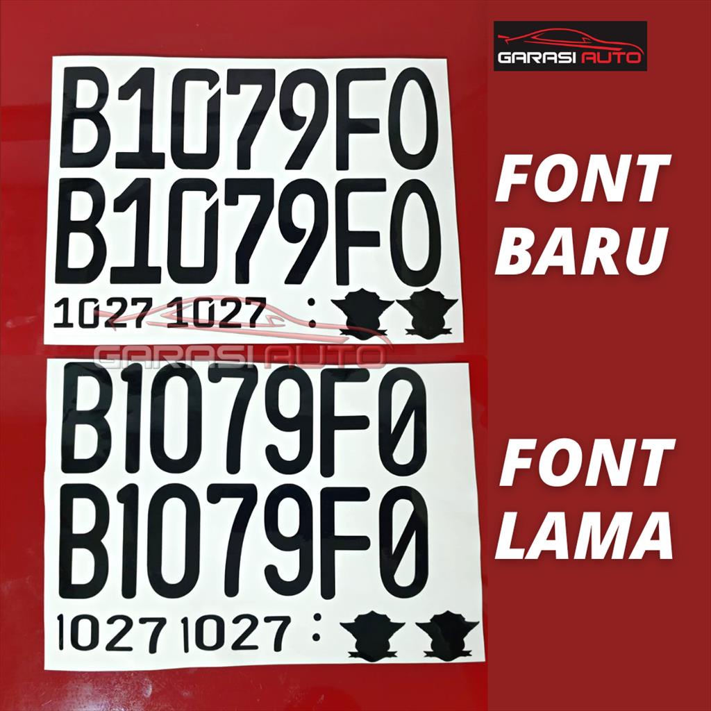 Jual Stiker Plat Nomor Mobil Hitam Sticker Font Terbaru Dasar Putih