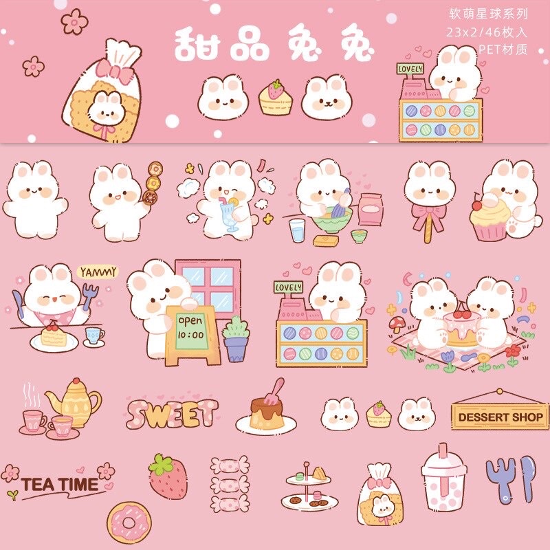 Jual 46pcs Stiker Dekorasi Lucu Bahan PVC / Deco Sticker Bujo Tumblr ...