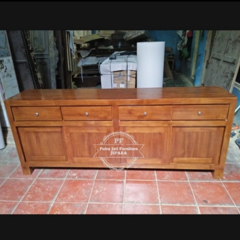 Jual Lemari pendek pintu sliding - Meja Tv bufet minimalis bahan kayu ...