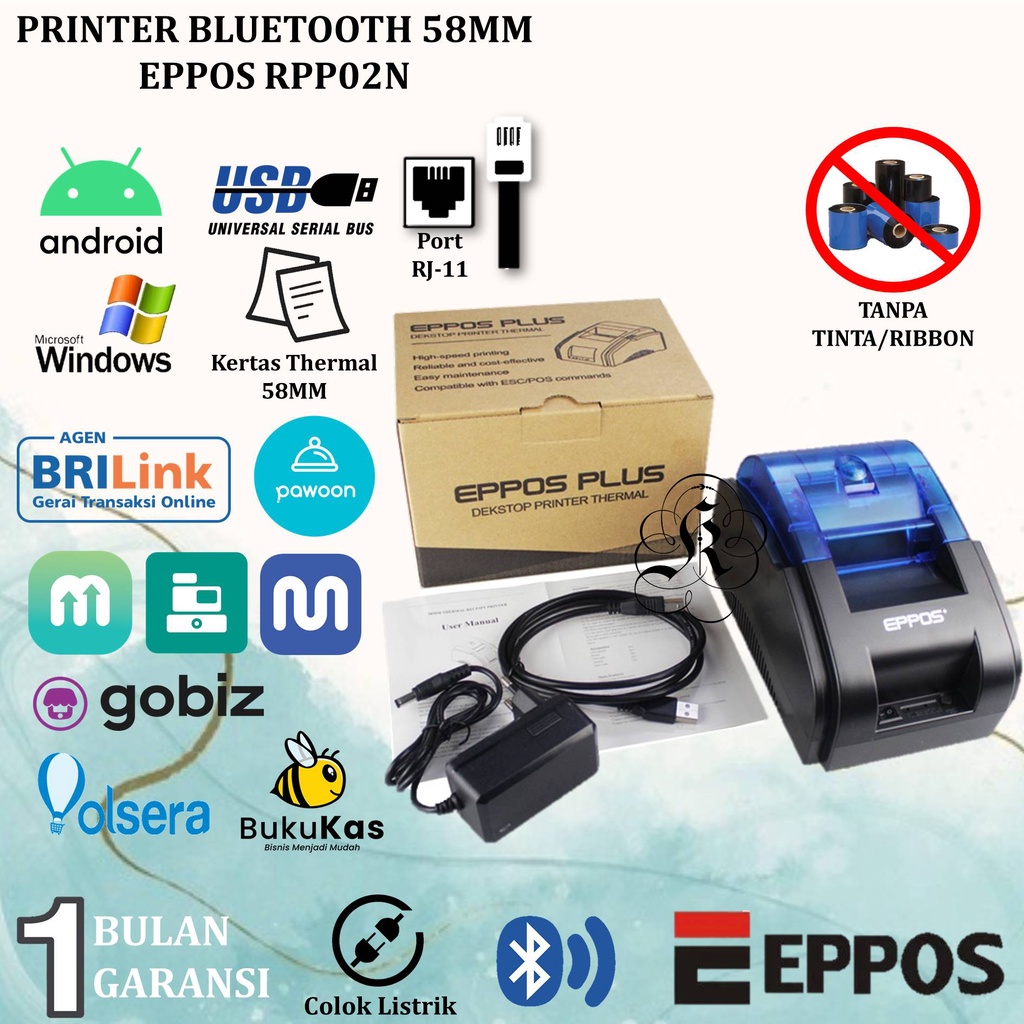 Jual EPPOS EPRPP02 PRINTER THERMAL BLUETOOTH RPP02N EP58+ SUPPORT