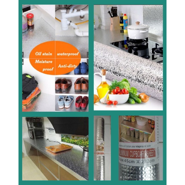 Jual aluminium cupboard sheet 45*200 cm alas wallpaper serbaguna ...