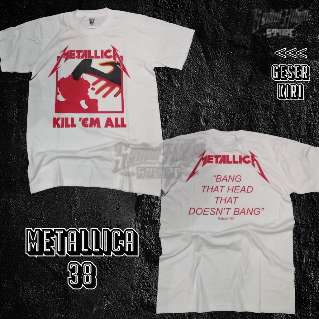 Jual Tshirt Kaos METALLICA KILL EM ALL White Putih Builtup Band Musik ...