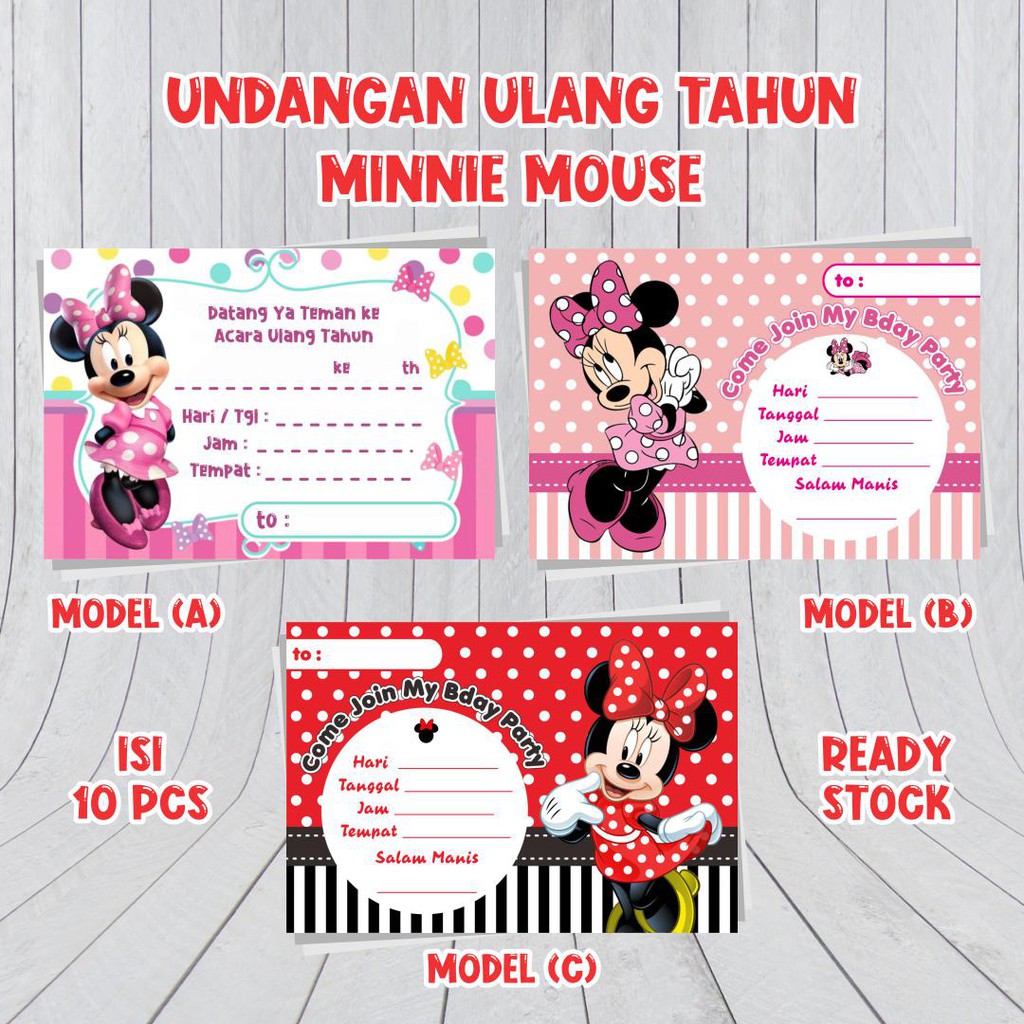 Jual Undangan Minnie Mouse Ulang Tahun Anak Polos | Shopee Indonesia