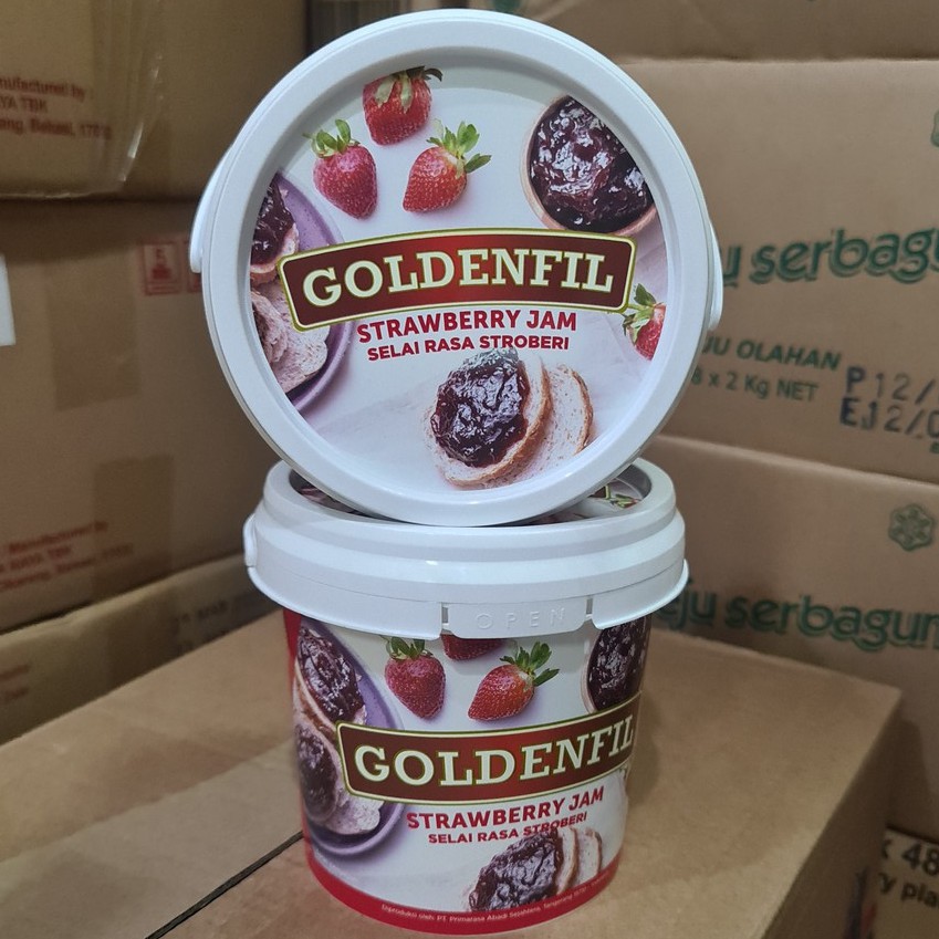 Jual GOLDENFIL STRAWBERRY JAM 1KG SELAI BUAH STROBERI 1 KG | Shopee ...