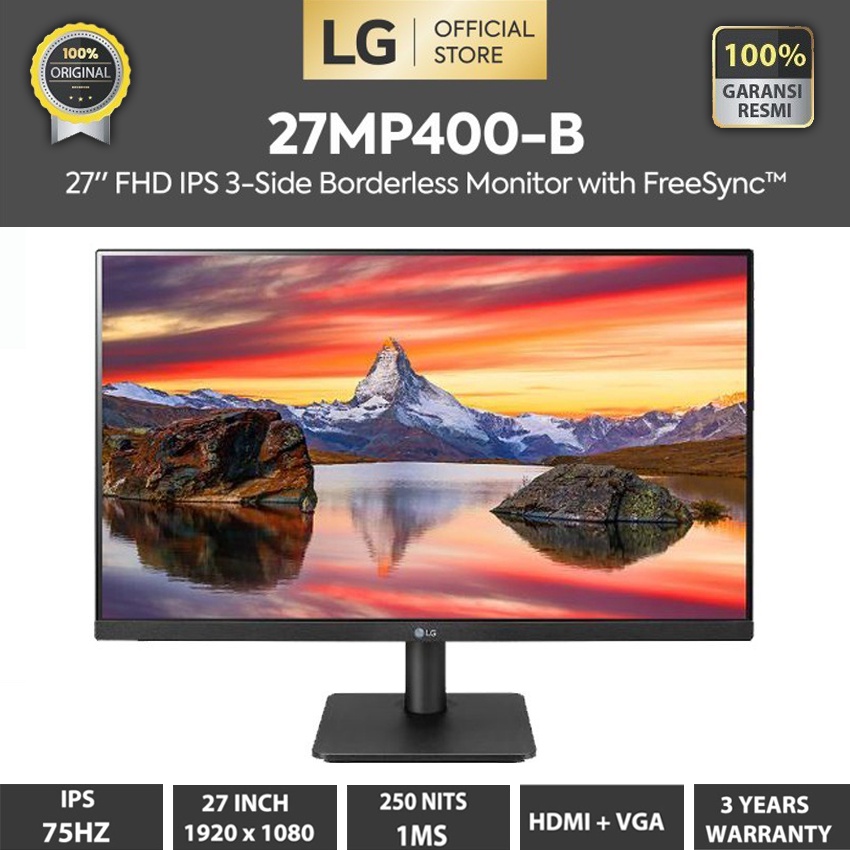 Jual LG 27MP400 B 27 Inch Full HD FreeSync IPS Monitor - HDMI Dan VGA ...