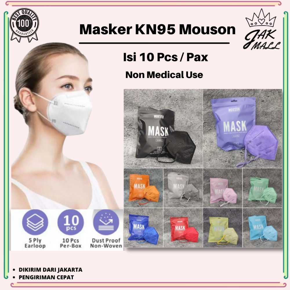 Jual Masker KN95 5Ply Earloop Quality Premium Warna Disposable Face ...