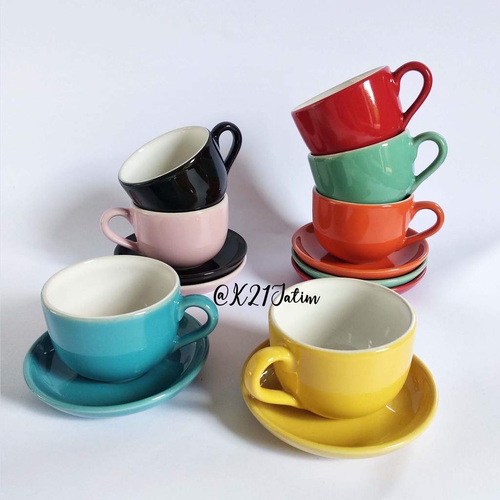 Jual Cs190 Cangkir Saucer Keramik Warnawarni Gelas Mug Peralatan Minum Kafe Shopee Indonesia 7563