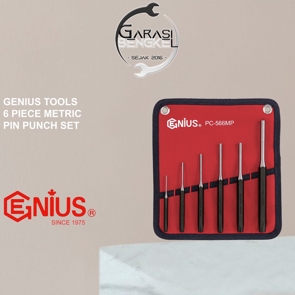 Genius Tools 6PC Metric Pin Punch Set - PC-566MP