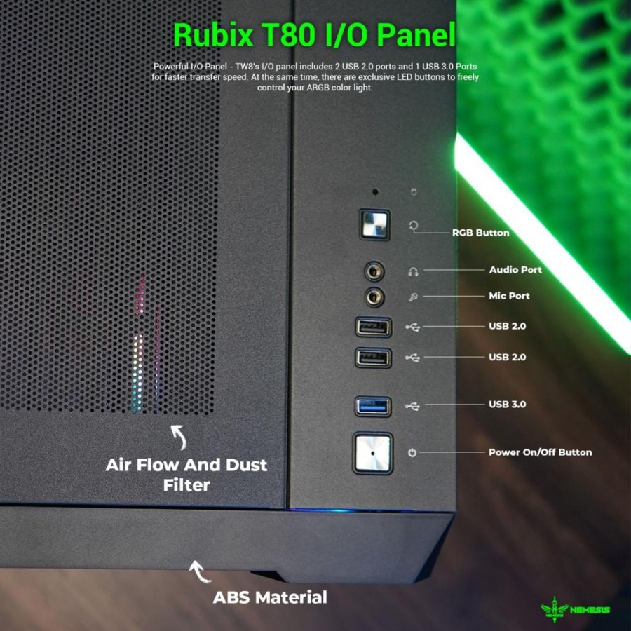 Jual CASING GAMING NYK T80 RUBIX 3 FAN RGB | Shopee Indonesia