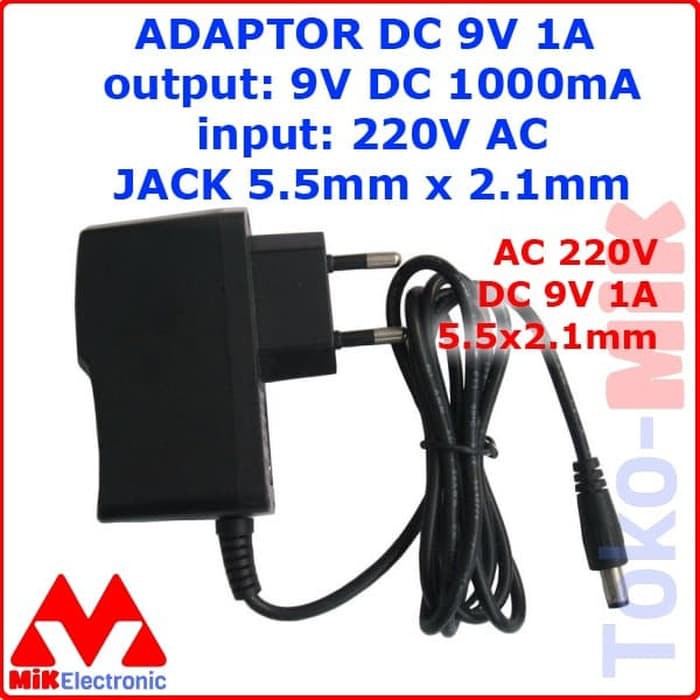 Jual ADAPTOR DC 9V 1A OUTPUT: 9VDC DC9V 1000MA JACK 5.5MM X 2.1MM ...