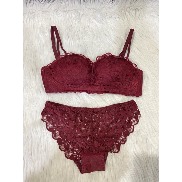 Jual BH Bra Set Push Up Renda Bunga Tanpa Kawat Pakaian Dalam Premium ...