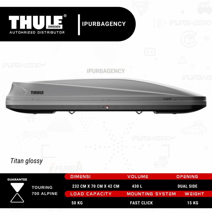 Roof box Thule Roof box Touring 700 alpine Titan aero