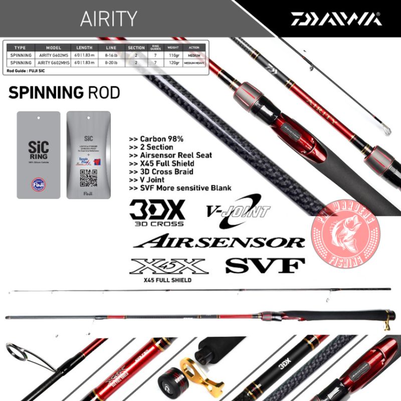 Jual Joran Daiwa Airity 2022 602ms 602mhs | Ring full Fuji SIC | 100% ...