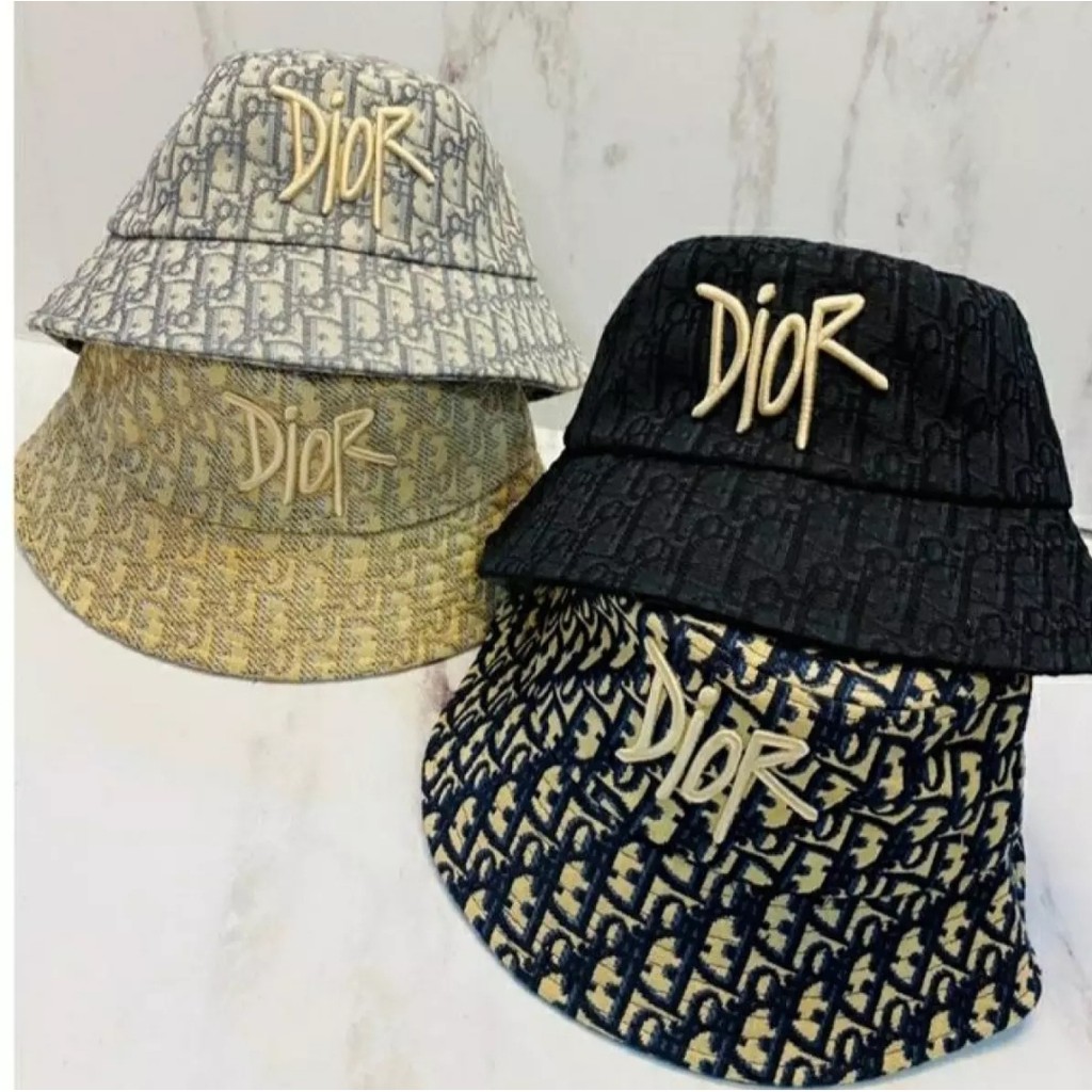 COD Topi Dior Kanvas Bucket Premium Quality Import Grey Terlaris topi pria distro wanita keren kekinian