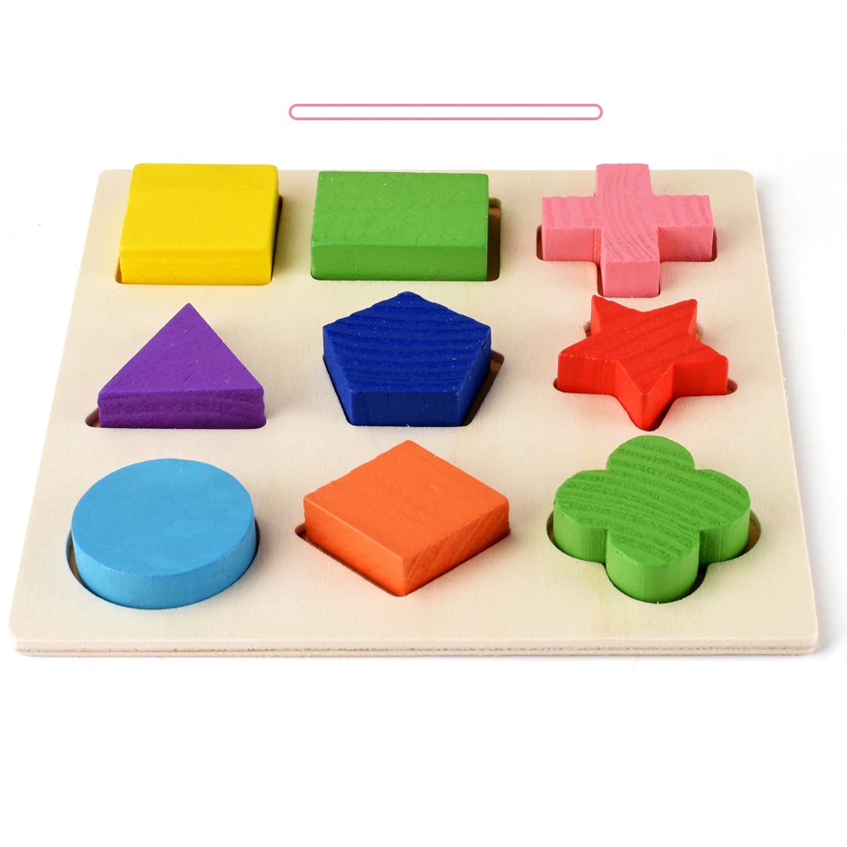 Jual Mainan Edukasi Puzzle Kayu Mini Bentuk Geometri 15 cm 3D 9 Shape ...