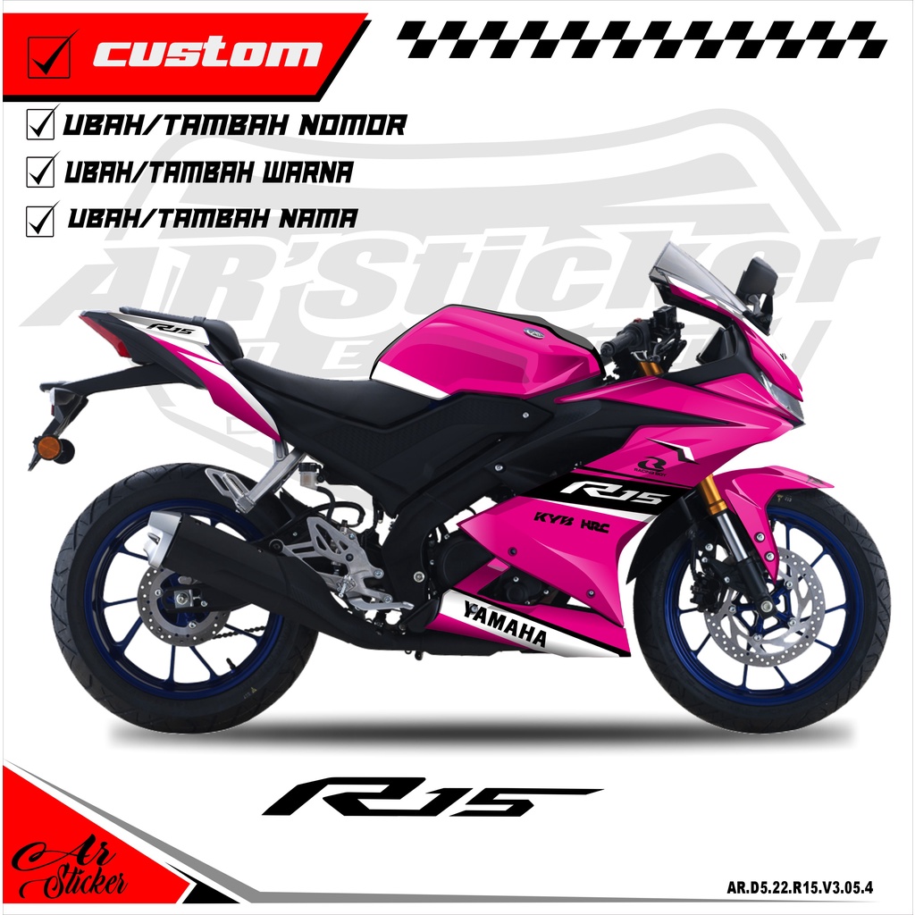 Pink Yamaha Yzf R125 Decals Jual Decal R15 V3 Hologram Pelangi