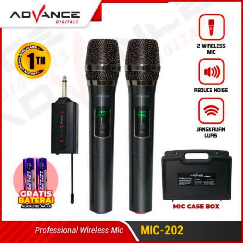 Jual Mic mik mix tanpa kabel isi 2 mic double wireless original advance MIC202mikrofon