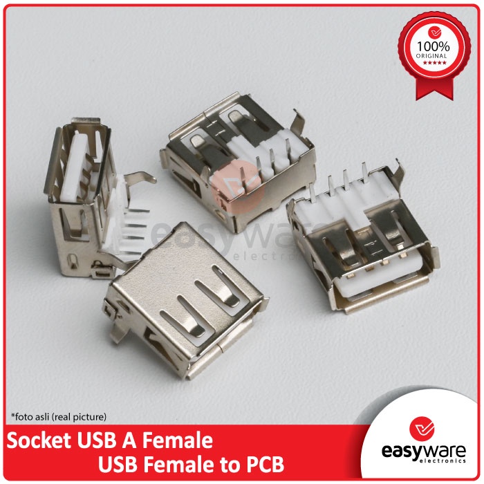 Jual Socket USB A Female Jack Port Socket Connector - USB A PCB 4 Pin