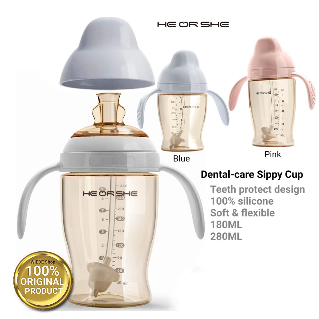 Jual Dental Care Sippy Straw Cup HEORSHE 180ML 280ML Botol Minum Bayi