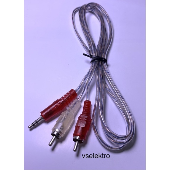 Jual KABEL 2 RCA TO JACK MINI STEREO TRANSPARAN/KABEL AUX 2IN1 AUDIO 1 ...