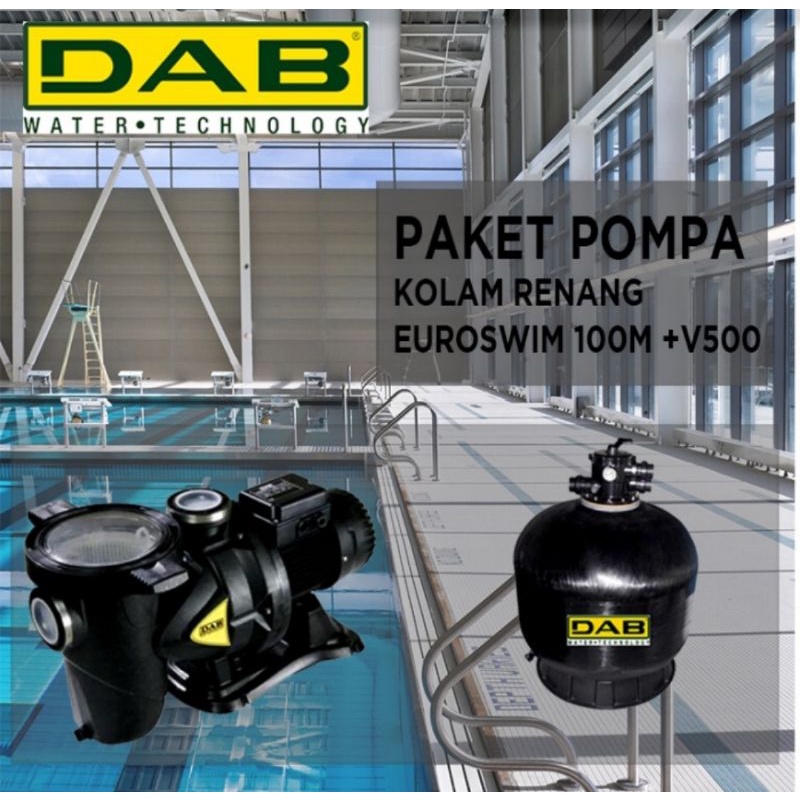 Jual Pompa Air Kolam Renang 1 HP DAB Euroswim 100M + Tabung Sand Filter ...