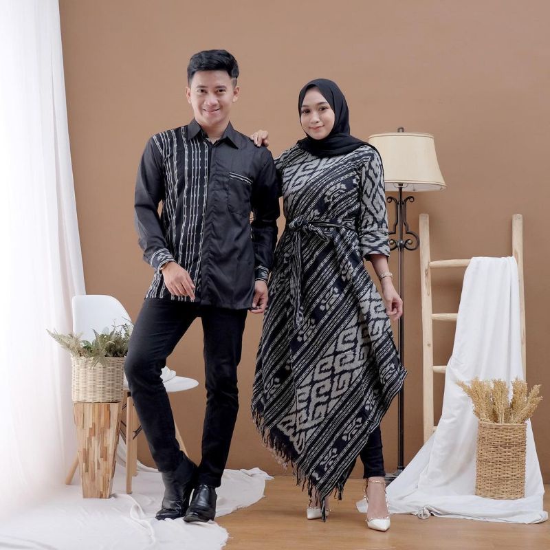 Jual Baju Couple Sarimbit Kemeja Dan Gamis Pasangan Fashion Muslim Batik Boesana Noesantara 1233