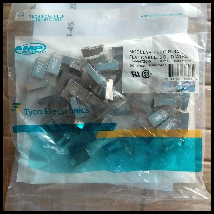 Jual Konektor Amp Rj45 Plat Besi Cat5E Connector Cat6 Isi 50 Pcs ...
