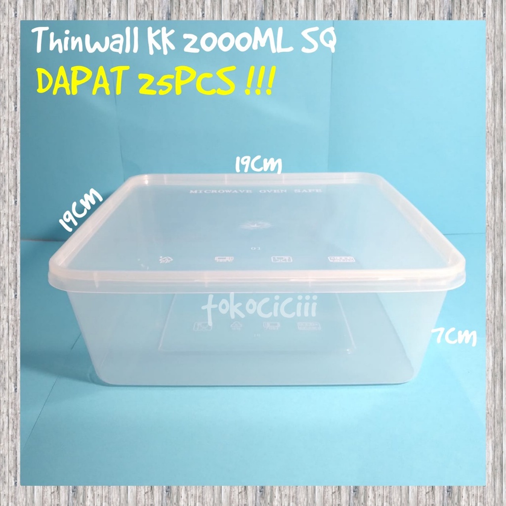 Jual Thinwall Food Container 2000ml Kotak Makan Bening Mangkok