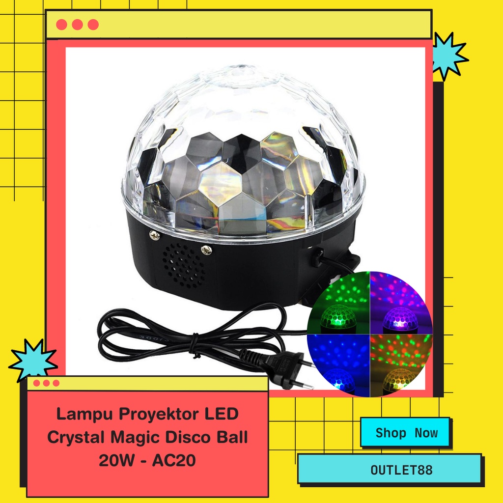 Jual AGM Lampu Proyektor LED Crystal Magic Disco Ball 20W - AC20 ...