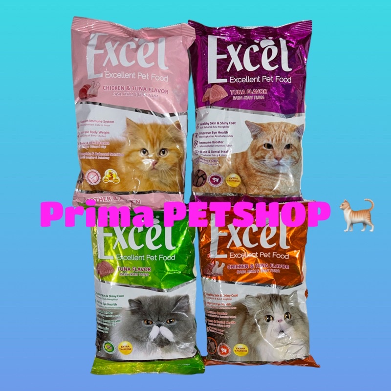 Jual Excel makanan kucing ikan tuna ayam dan mother kitten 500gr