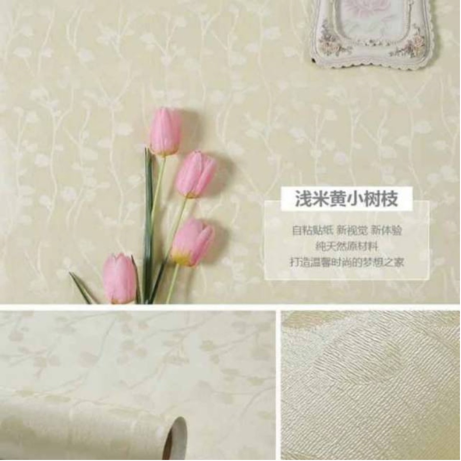 Jual Wallpaper Dinding Ukuran 45 Cm X 10 M Motif Polos Embos Gold Bunga