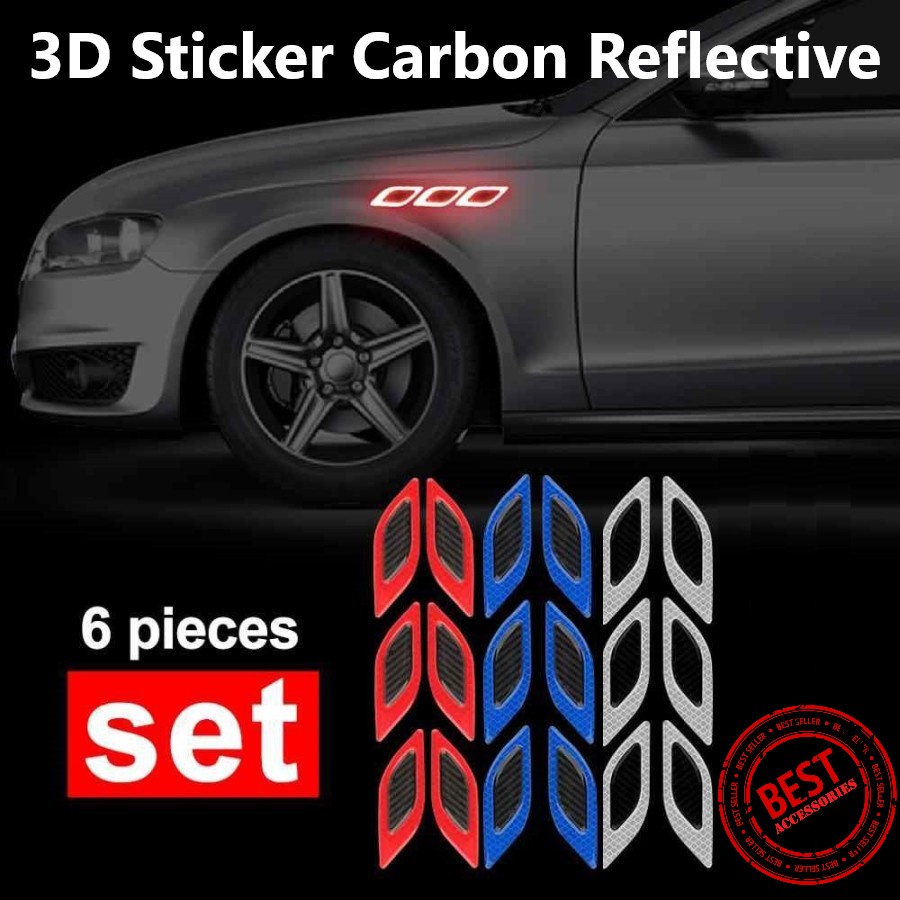 Jual Carbon Fiber Car Sticker Auto Warning Sticker Reflektor Stiker ...