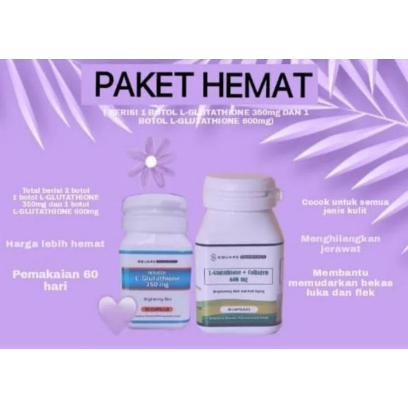 L-GLUTATHIONE PAKET NORMAL 350mg & 600mg SUPLEMEN PEMUTIH BADAN TERBAIK