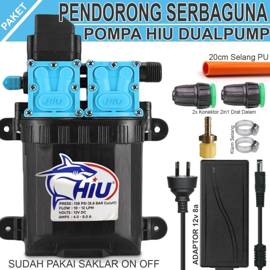 Jual Pompa Pendorong Hiu DualPump Serbaguna Konektor Drat Dalam Paket Lengkap Shopee Indonesia