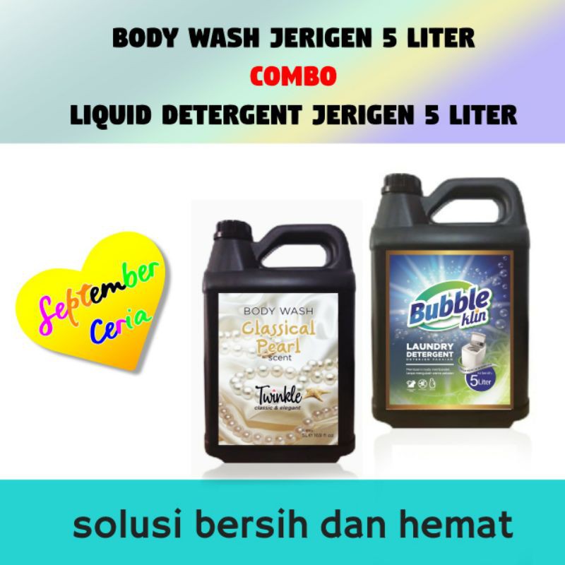 Jual Body Wash Twinkle 5 Liter + Detergen Laundry Bubble Klin 5 Liter