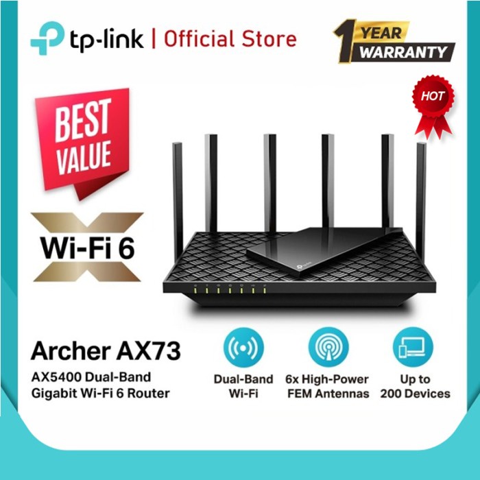 Jual {IqbalStore} TPLink Archer AX73 AX5400 DualBand Gigabit WiFi 6