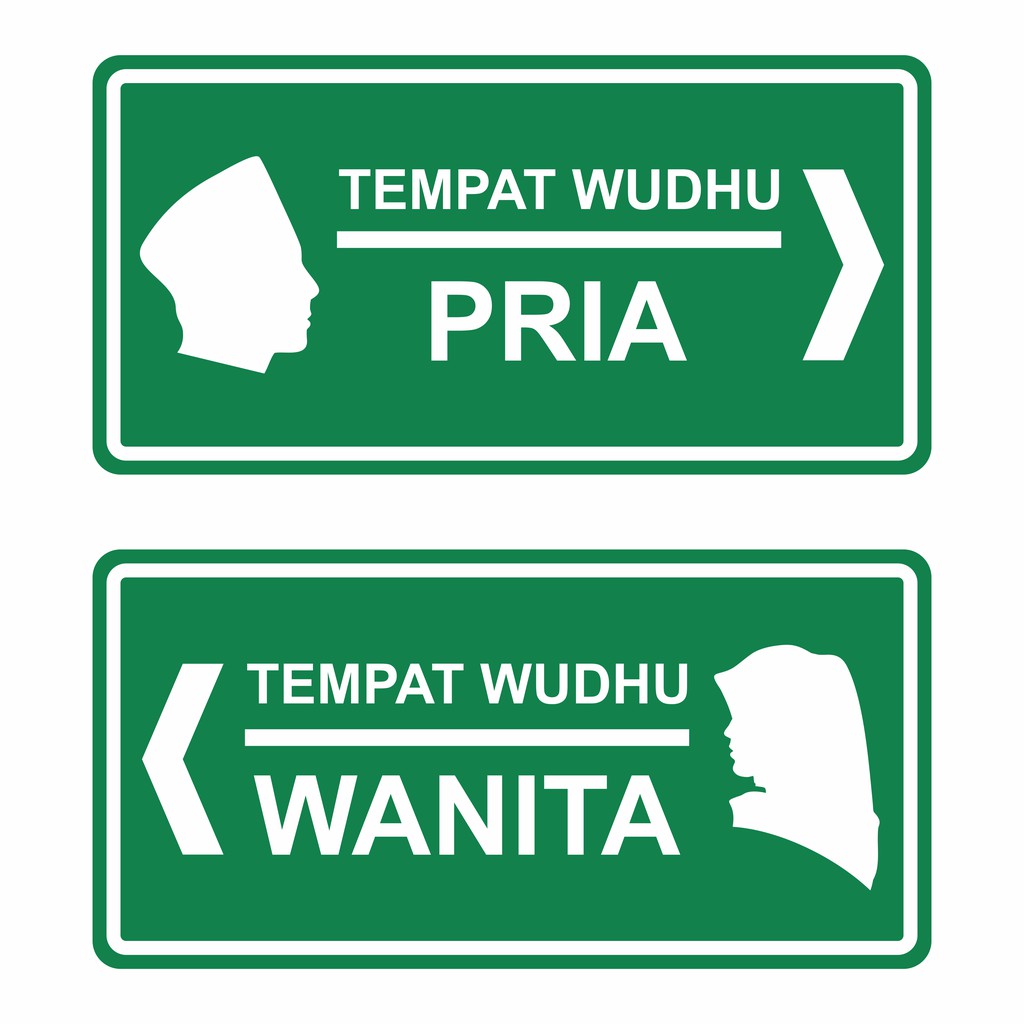 Jual Rambu Sign Penunjuk Arah Tempat Wudhu Pria Atau Wanita 30cm X 15cm