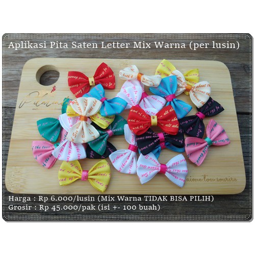 Jual Gatlp 20 Aplikasi Pita Saten Letter Mix Warna Per Lusin