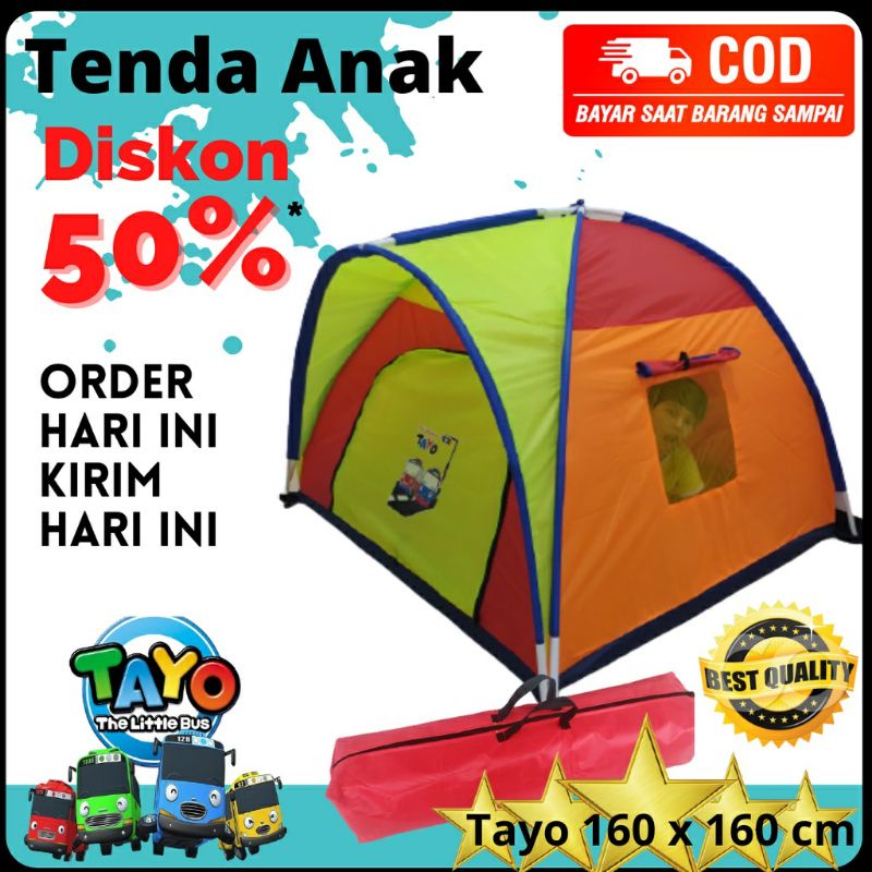 Jual Tenda Anak Ukuran 160×160 Cm/ Anak Perempuan Dan Laki Laki Karakter  Tayo/ Boboi boy/Spiderman/Cars/Hello kitty/Frozen /LOL