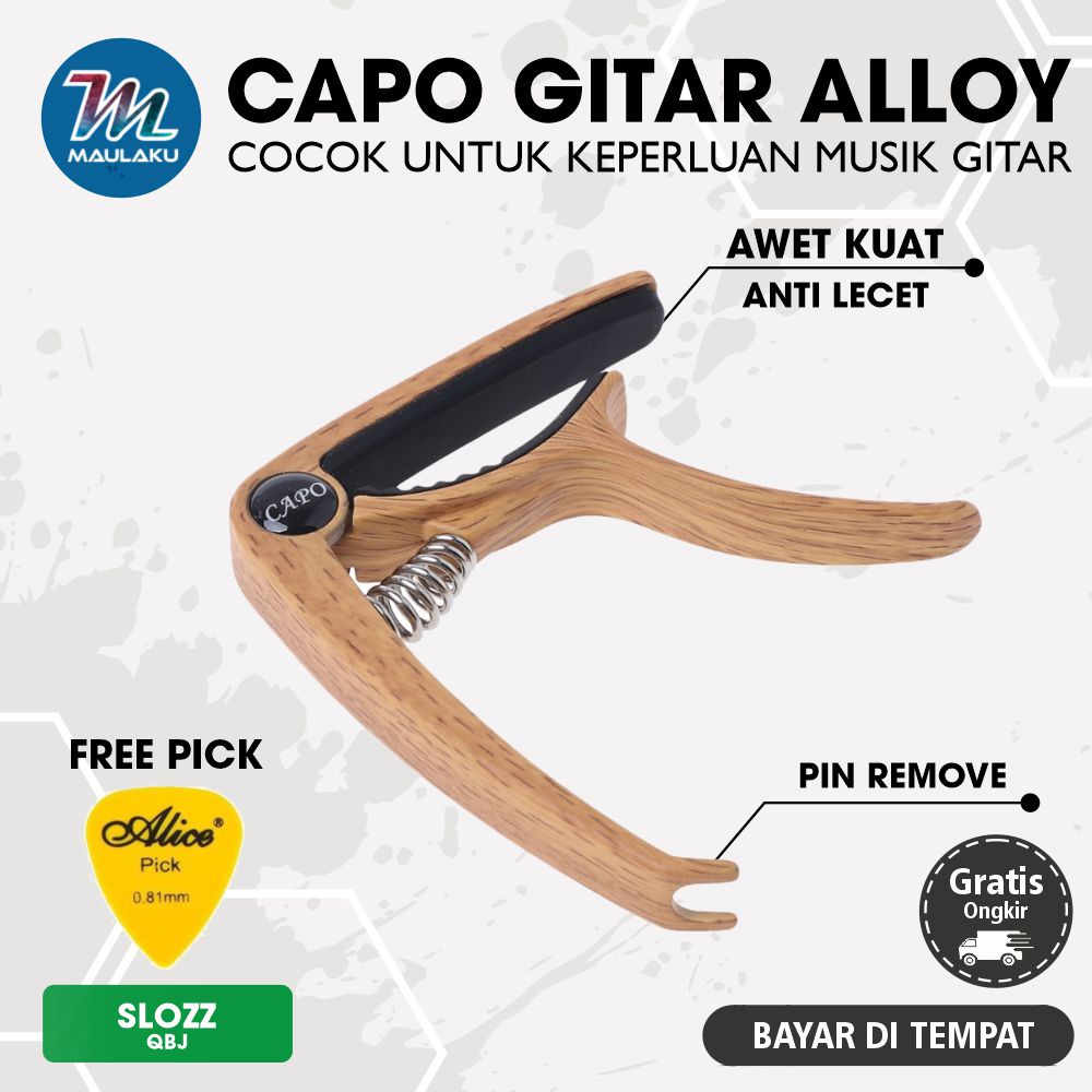 Jual Capo Gitar Akustik Elektrik Ukulele Besi Aluminium Alloy Desain Kayu Shopee Indonesia