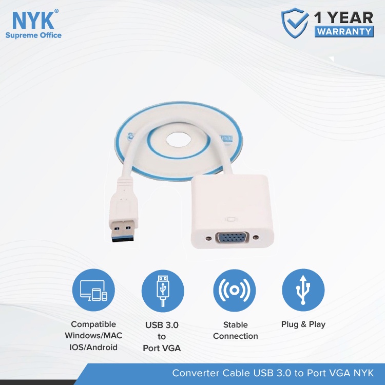 NYK Converter Kabel USB 3.0 to Port VGA COD