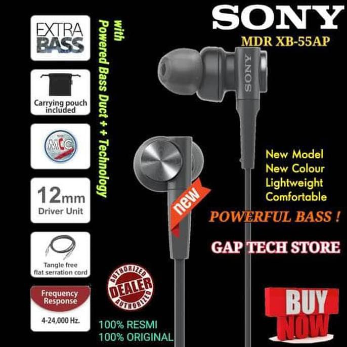 Promo Sony Mdr Xb55Ap Xb 55Ap In Ear Extra Bass Earphone With Mic Original Trendy Diskon 14% di