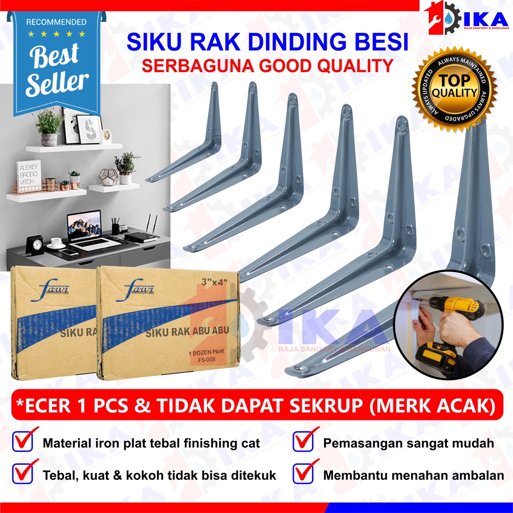 Jual Siku Besi L Penyangga Rak Dinding Breket Shelf Bracket Premium Siku Penyangga Rak Dinding