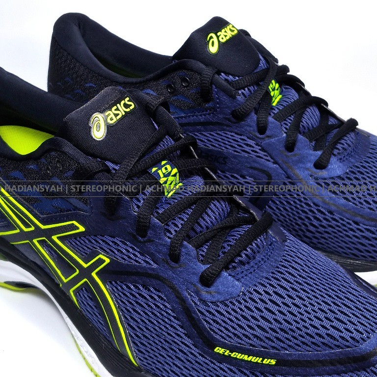 ORIGINAL 100 ASICS Gel Cumulus 19 T7B3N Sepatu ASICS Running Shoes ASICS Navy Green Stabillo