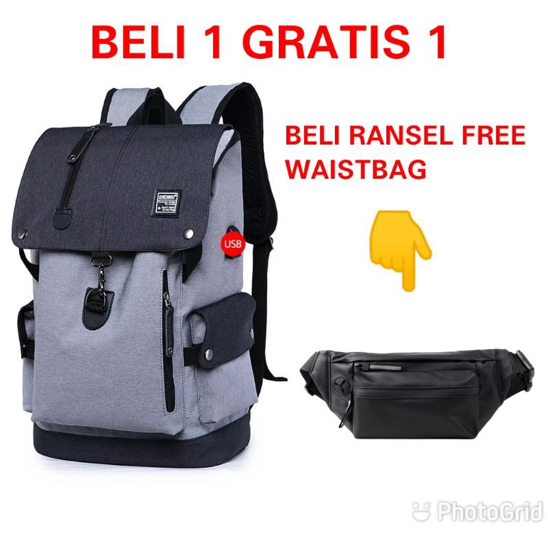 Jual JS_BUY 1 GET 1 - Tas Ransel Pria Beli Ransel Punggung Backpack