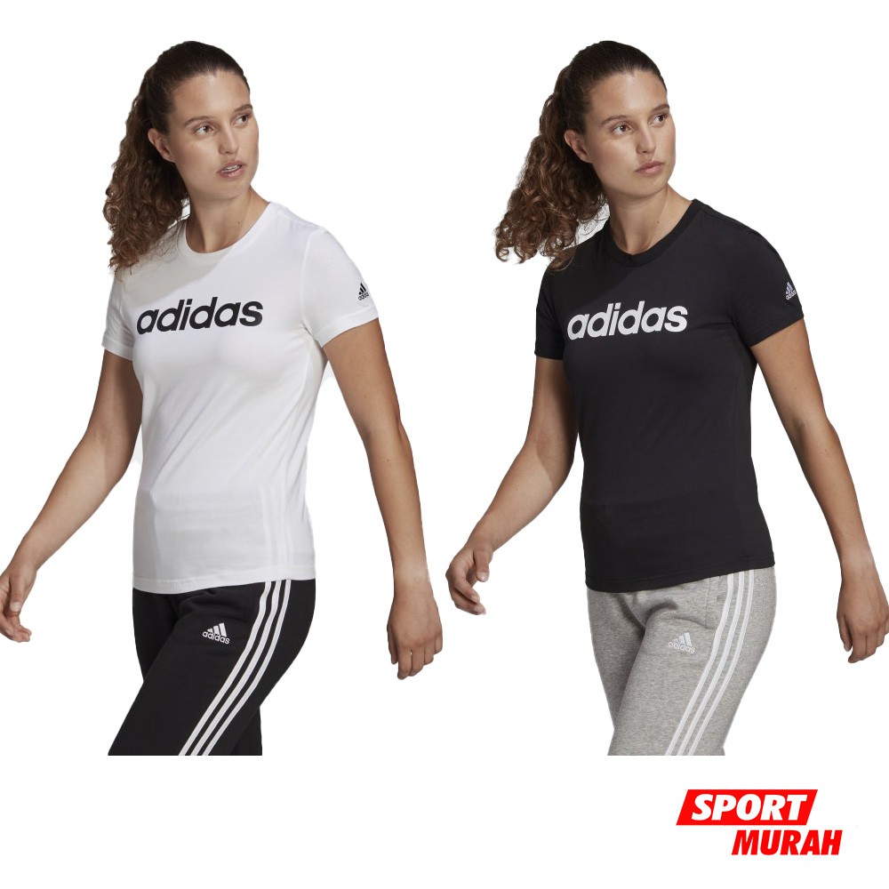 Jual KAOS ADIDAS ESSENTIALS SLIM LOGO TEE W WHITE BLACK GL0768