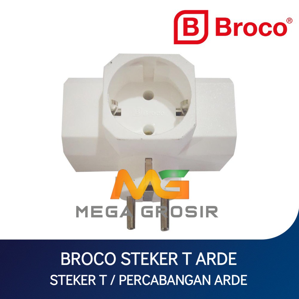 Jual [ECER] Steker T Arde Broco Putih - Colokan Stopkontak Kaki 2 ...